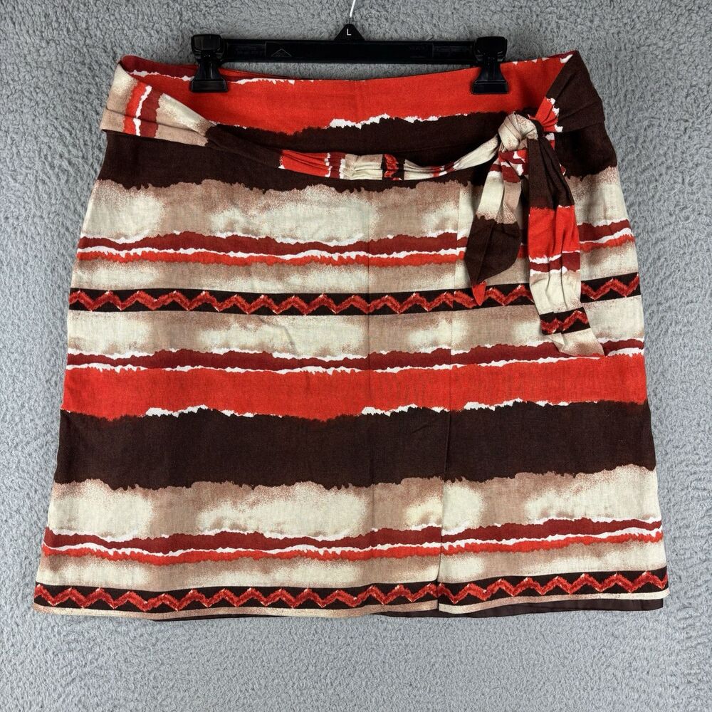Cato Skirt Womens Size 14 Lined Zip Up Front Tie Belt Linen Blend